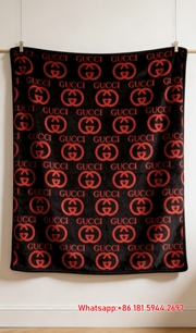Red Black GG Monogram Flannel Fleece Throw Blanket for Wall Hanging throw blankets IMG_2572